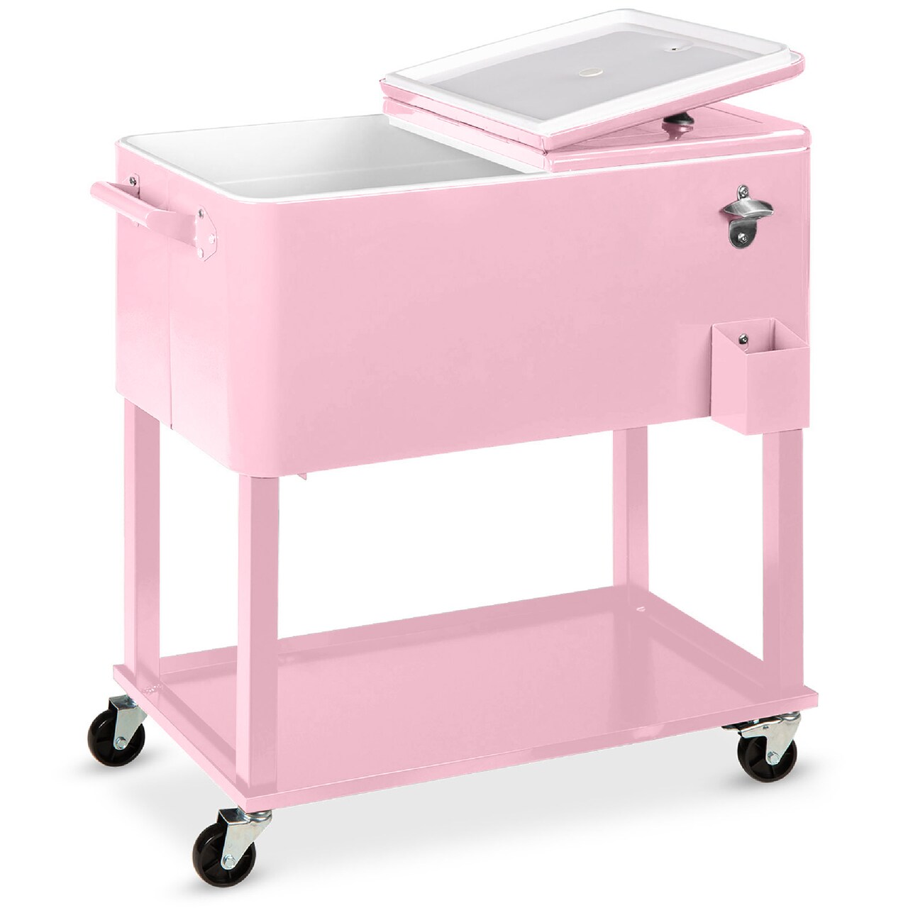 Best Choice Products 80qt Steel Rolling Cooler Cart w/ Bottle Opener, Catch Tray, Drain Plug, Locking Wheels